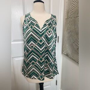 White House Black Market - Green Sleeveless Blouse, Size Medium